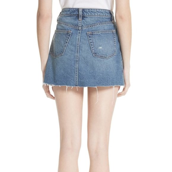 Free People Ripped Denim Mini Skirt - Picture 3 of 5